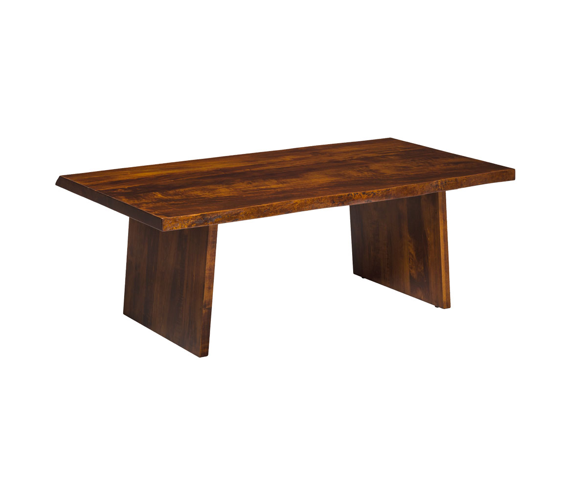 Live Edge Coffee Table with Angled Panel Base Heirloom Amish Furniture