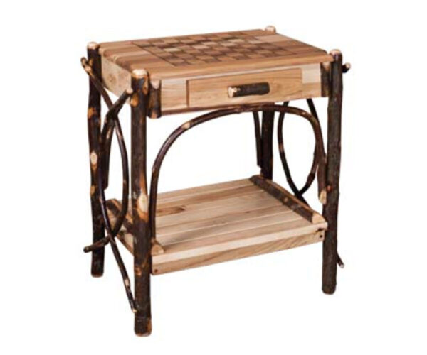 Checkerboard End Table With Drawer