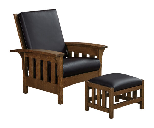 Bow Arm Slat Morris Chair with Footstool