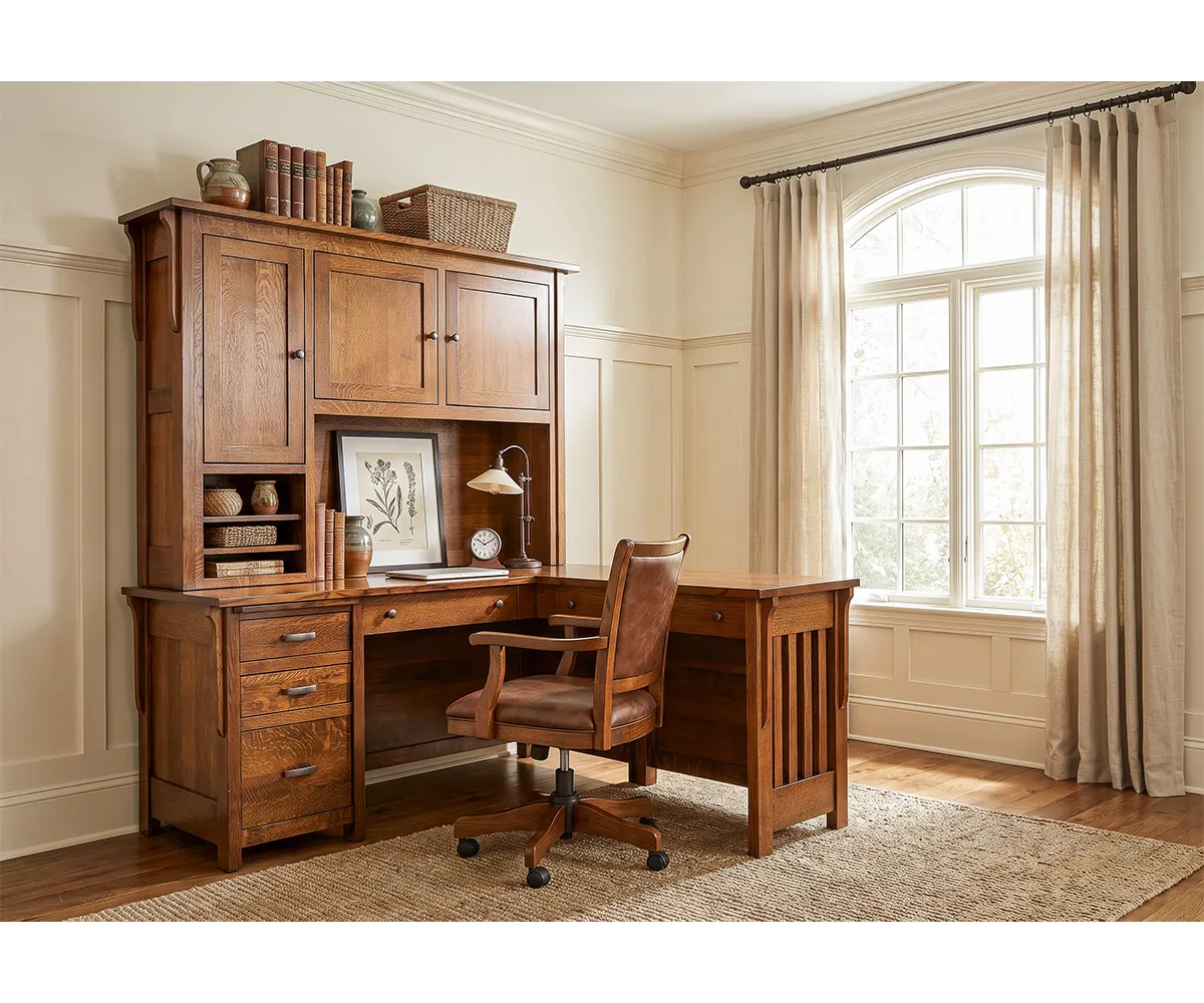 Boston Corner and Return Desk with Hutch - 72"W - Image 10