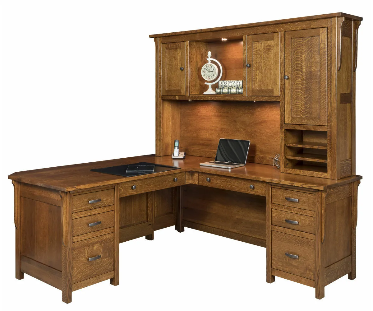 Boston Corner and Return Desk with Hutch - 72"W - Image 4