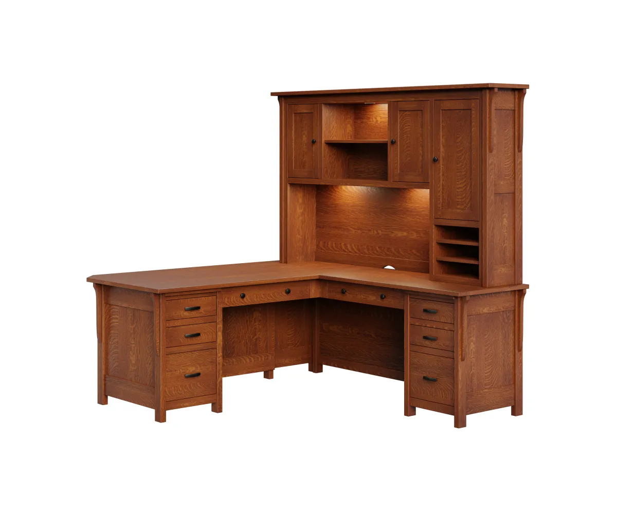 Boston Corner and Return Desk with Hutch - 72"W - Image 2
