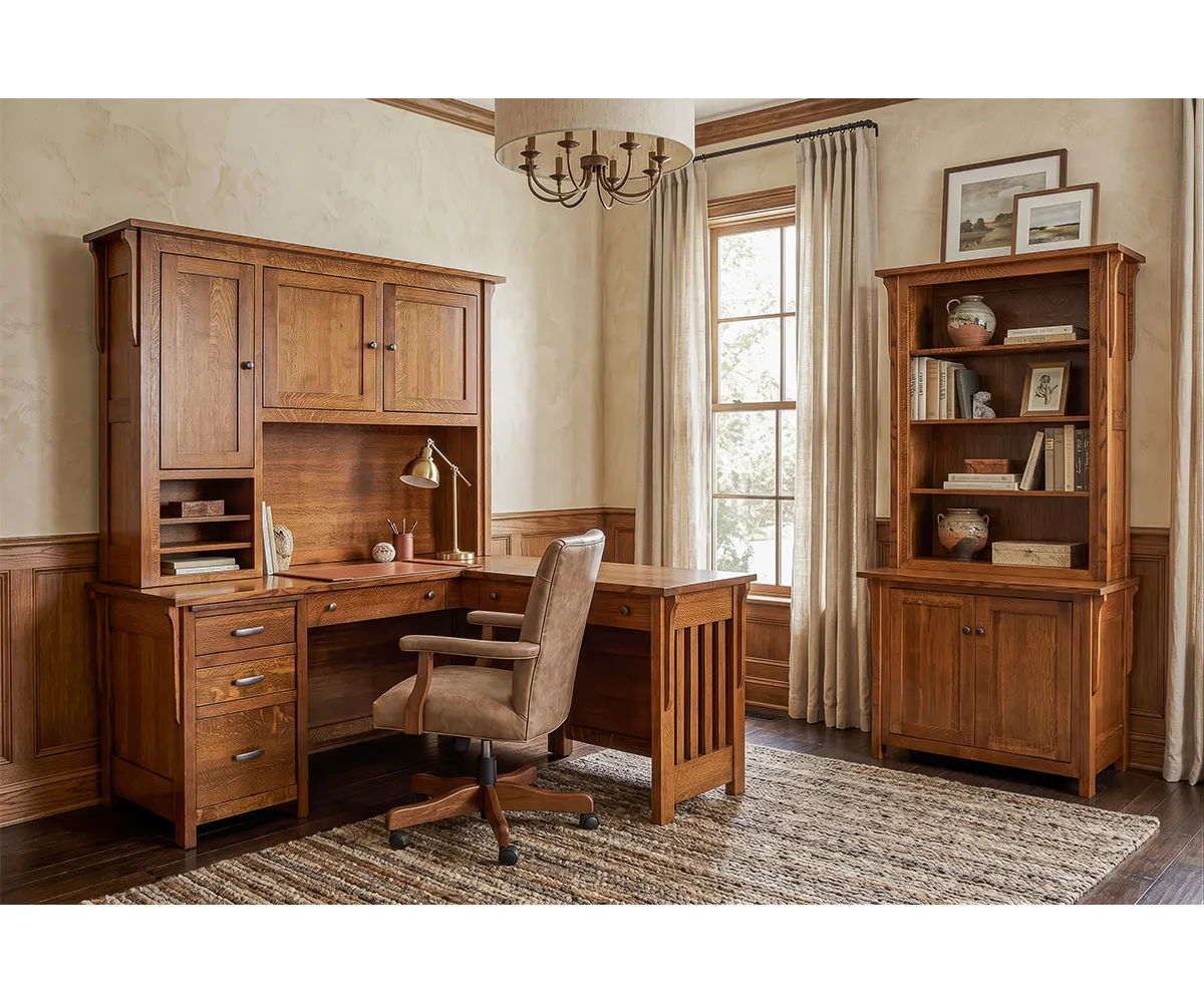 Boston Corner and Return Desk with Hutch - 72"W - Image 8